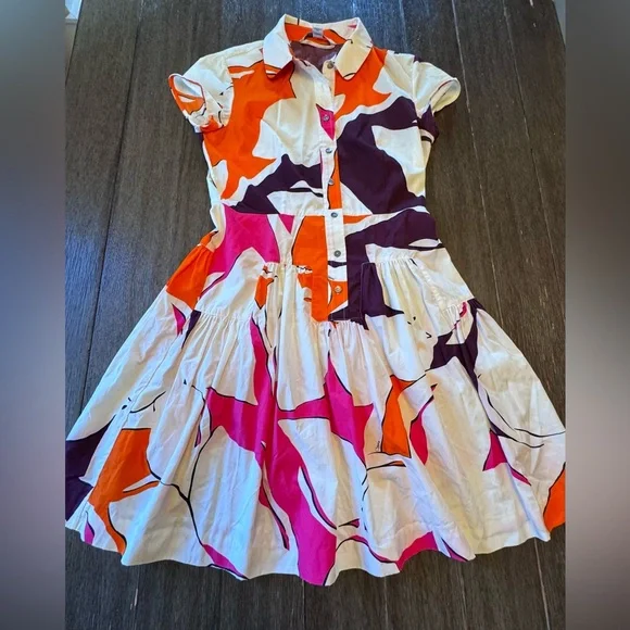 Diane von Furstenberg "Scarlet" floral print cotton shirtdress in a multi-color. - Picture 13 of 16